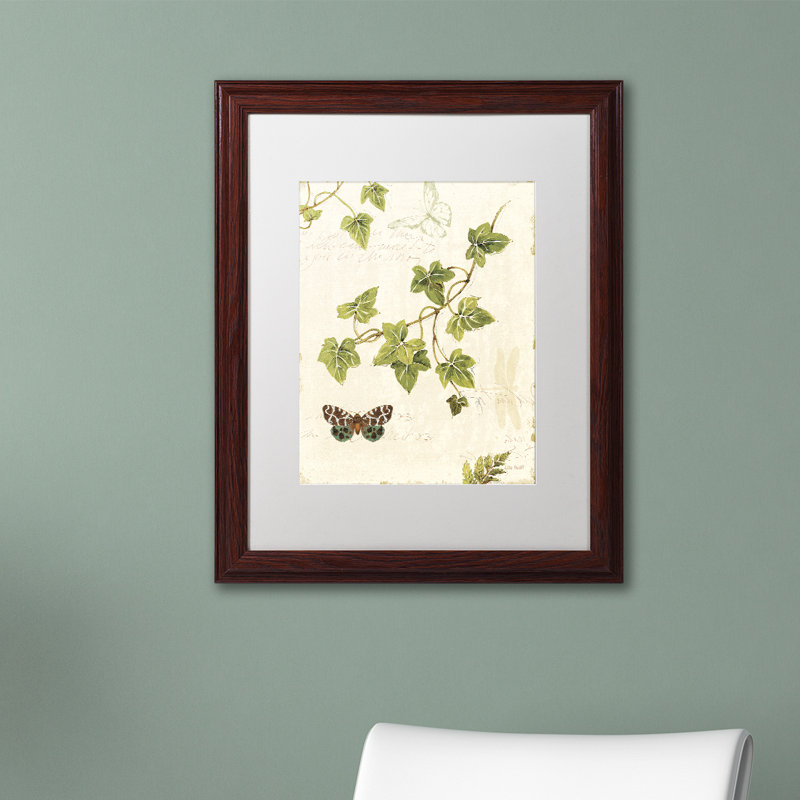 Ivies and Ferns II White Matte Wood Framed Canvas Art