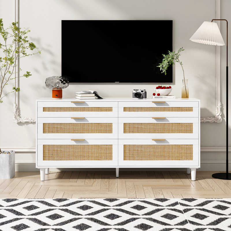 Storage Cabinet, White/Natural 2, 29.53" H x 59.06" W x 15.75" D