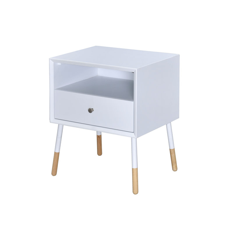 Table de chevet 1 tiroir Micheala, Blanc