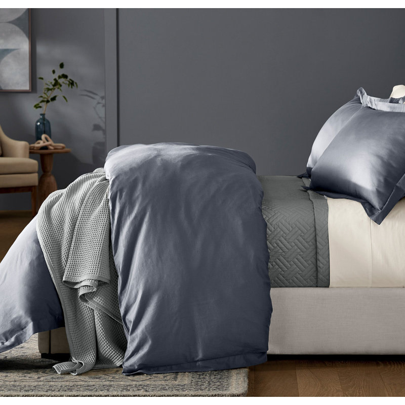 Signature Hemmed Duvet Set, Mineral, Queen Duvet Cover + 2 Standard Shams