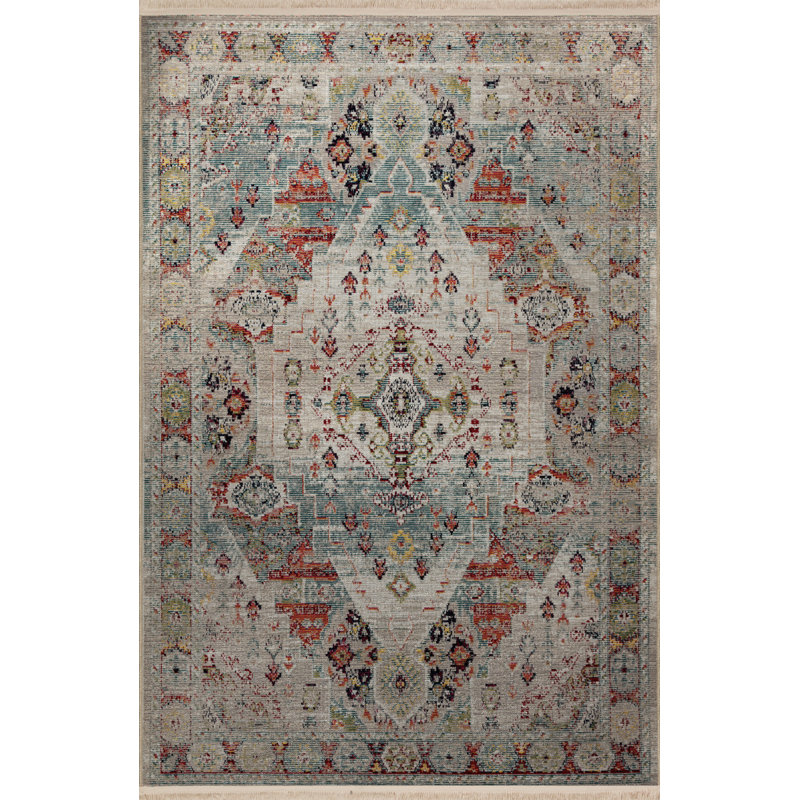 Tapis décoratif rétro multicolore à motifs clairs, Rectangle 3 pi 11,24 po x 5 pi 10,87 po