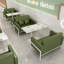 Modern Simple Restaurant Cafe Green Benches Faux Leather Upholstered Bench
