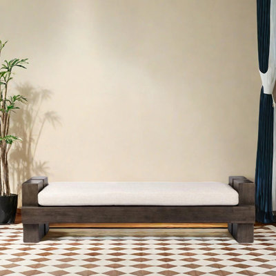Banc en bois massif, magasin de vêtements, centre commercial Leis