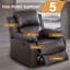 Ensemble de salon 3 pièces inclinable manuel en cuir végétalien avec console, table rabattable et porte-gobelets-1274113592