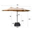 Double parasol de patio - Base taupe avec grand abat-jour