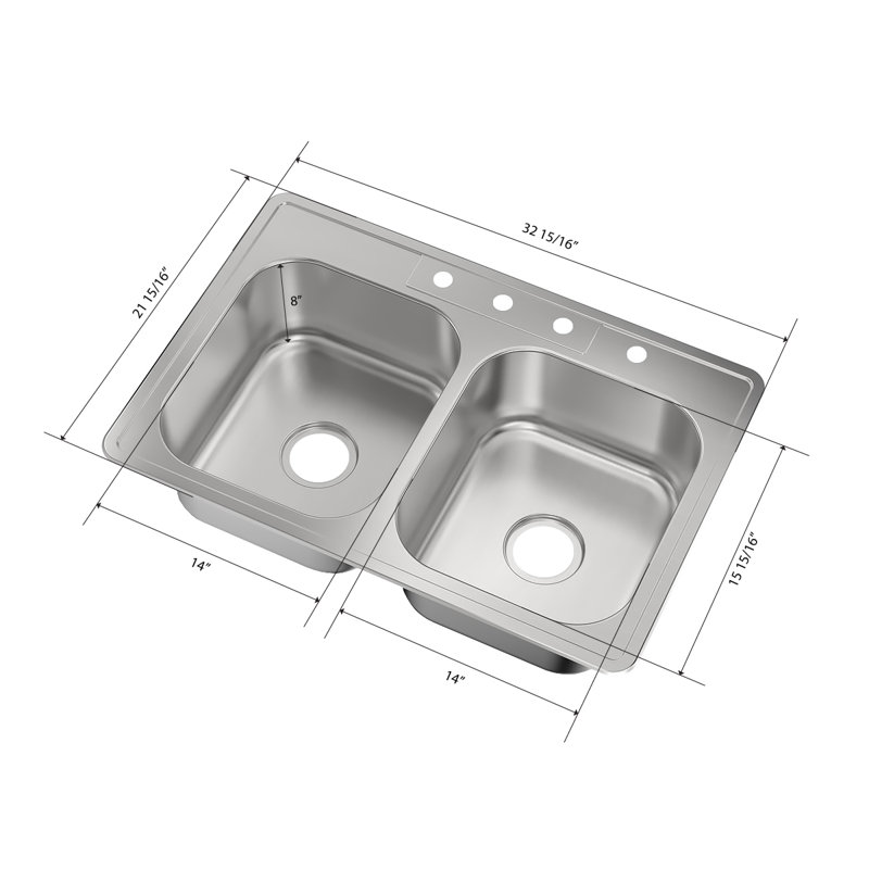 Drop-In Double Bowl Stainless Steel Kitchen Sink