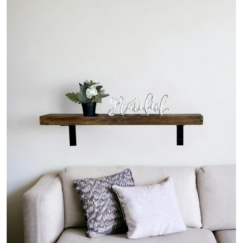 Bracket Shelf with Reclaimed Wood, 7.75" H x 16" W x 6" D