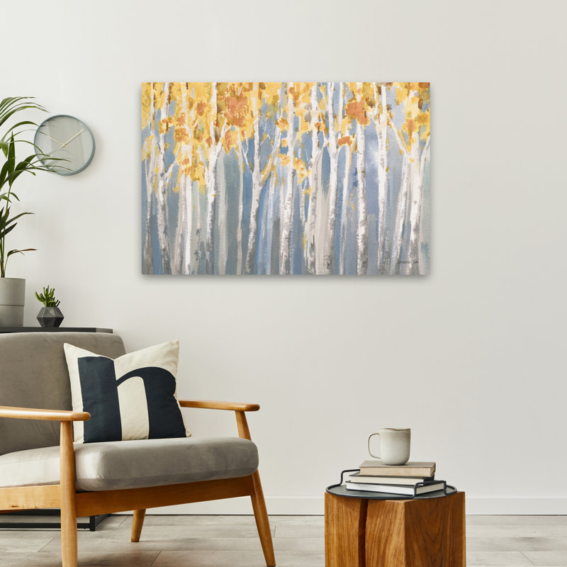 Automne et bouleaux, bouleaux dorés, art épice, H 24 po x l 36 po