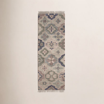 Pali Blue Hand-Woven Geometric Jute Rug