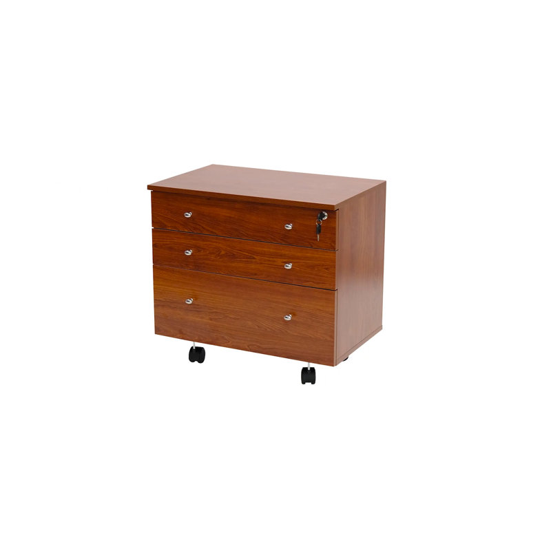 White Ash 3-Drawer Portable Storage Cabinet with Locking Casters