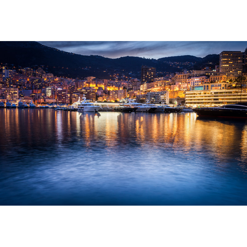 " Monaco Evening Skyline ", 32" H x 48" W
