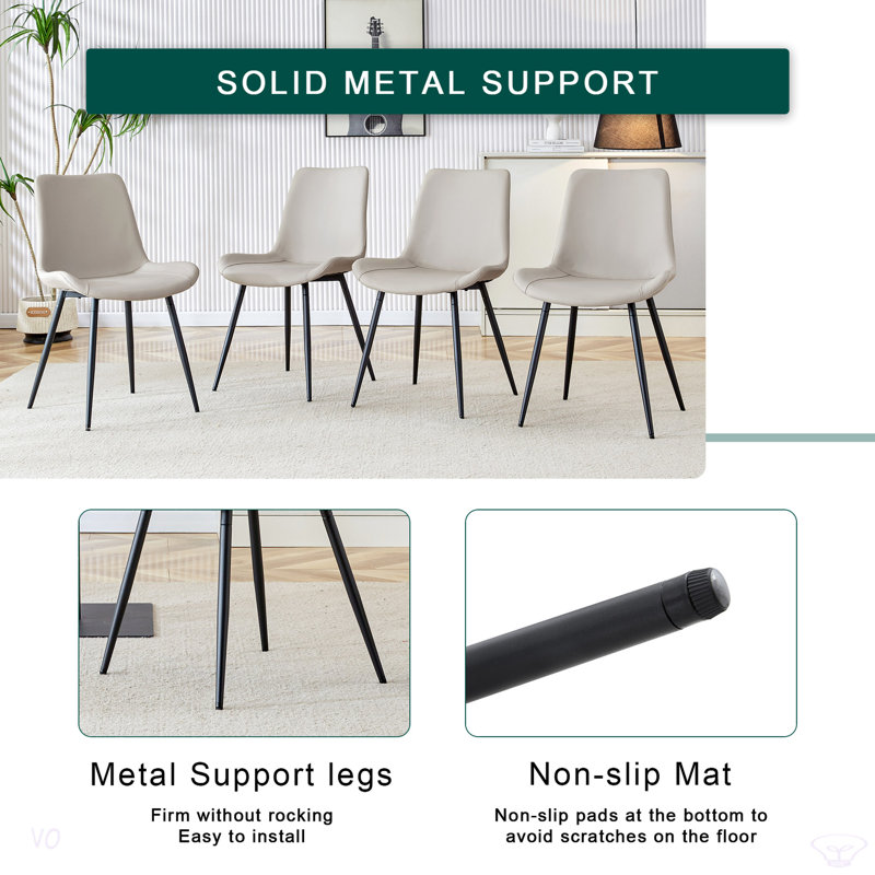 Table And Chair Set.42 Inch Diameter Round Tempered Glass Pandora Marble Patterned Dining Table - V-Shaped MDF Legs.Paired With 4 Gray Artificial PU Chairs With Curved Widened Cushion Design.