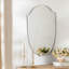 Miroir de salle de bain asymétrique en métal arqué 30 po H x 20 po Faus pour meuble-lavabo, commode, manteau de cheminée ou chambre à coucher-1332063293