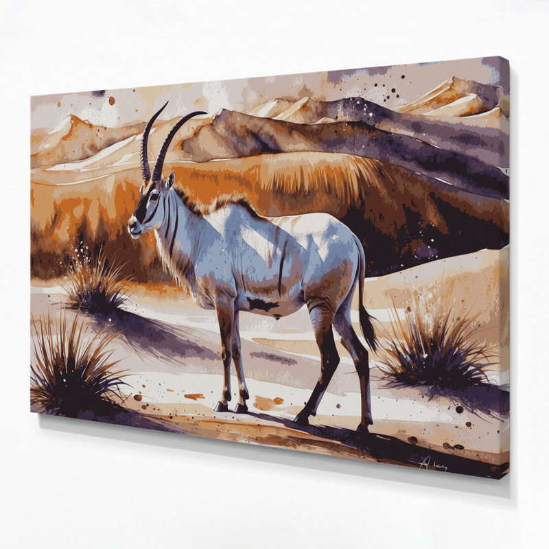 Art animalier sur toile, Oryx sauvage, faune, H 11 po x l 14 po