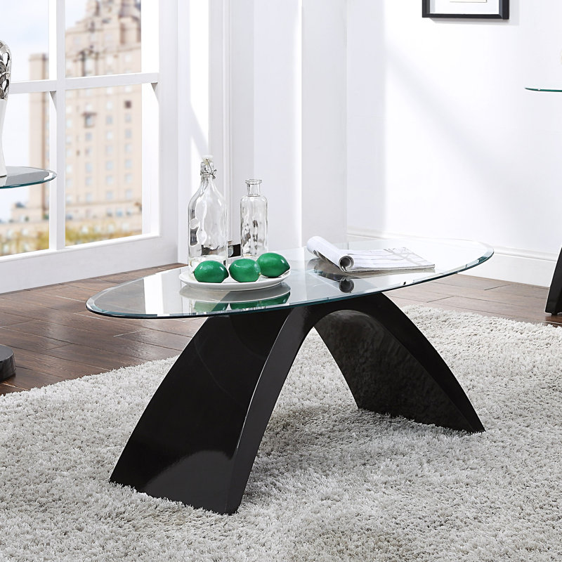 Hilry Glass Top Single Coffee Table, Black