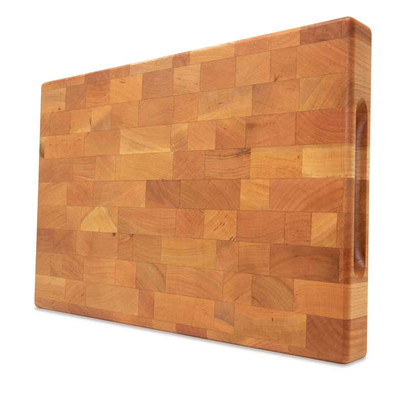 Large Rectangular End Grain Cherry Wood Cutting Board