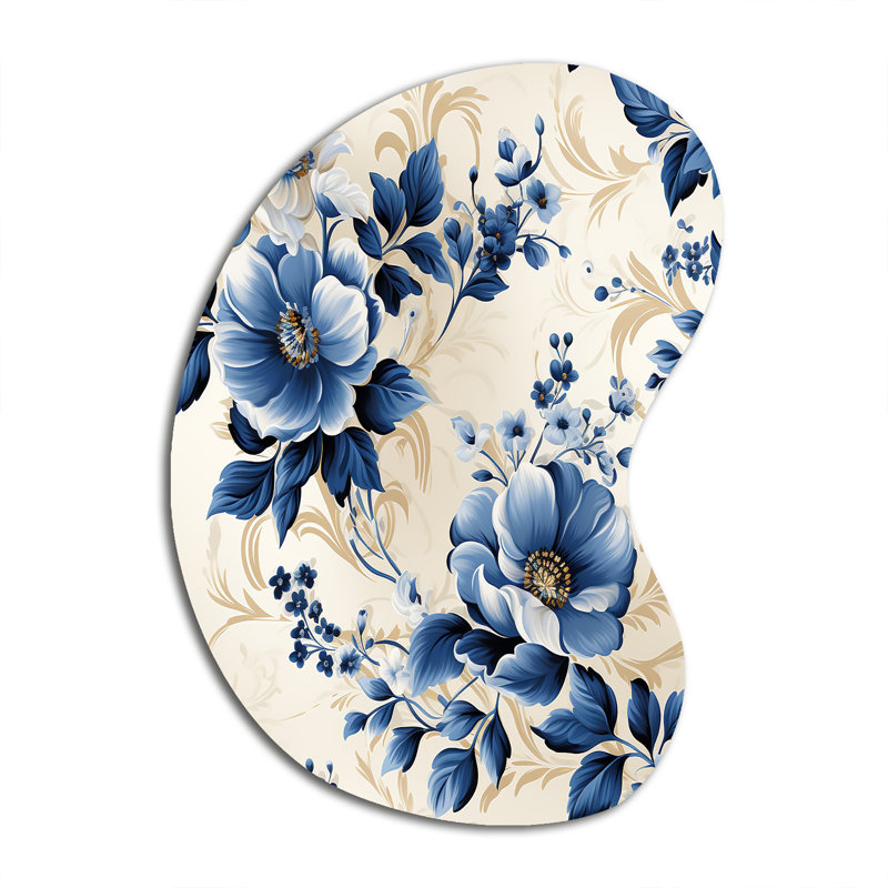 Bromley - Floral Boom Shape Asymmetric Metal Wall Sculpture, 31" H x 22" W
