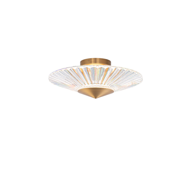 Origami Crystal LED Semi Flush Mount, Aged Brass, 5.5" H x 12" W x 12" D