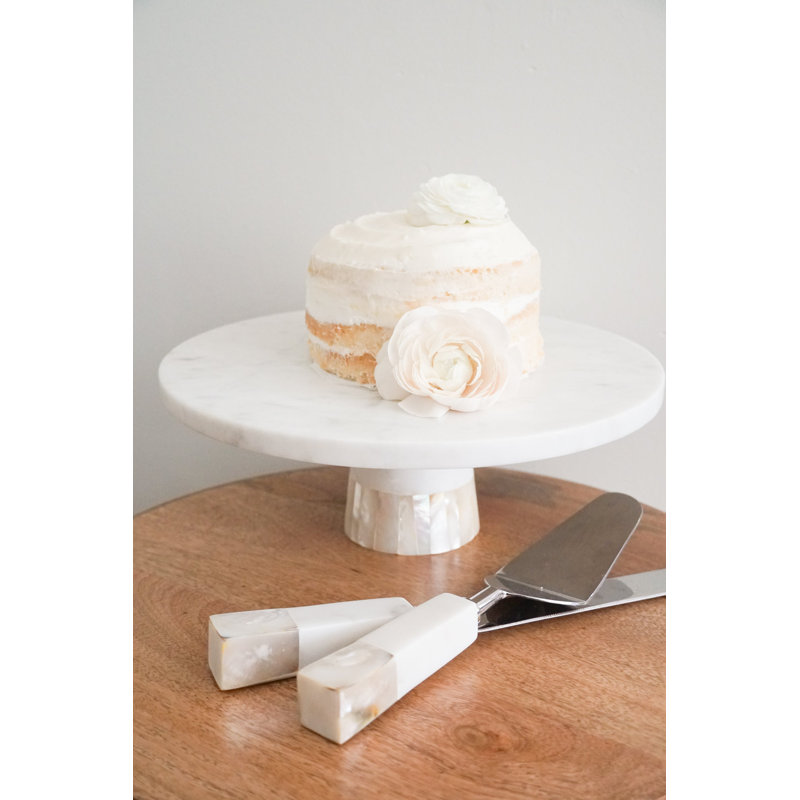 Mother Of Pearl Marble Marble Cake Stand