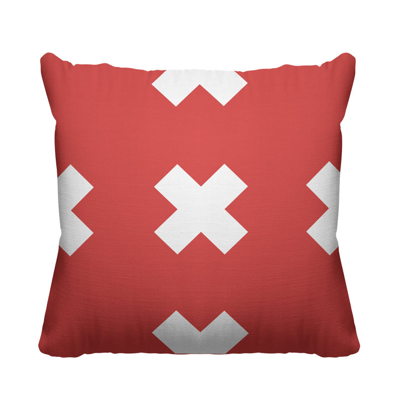 Coussin intérieur / extérieur Luella, 15 po x 15 po, Corail, Carré