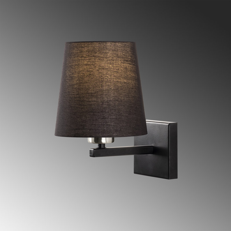 Lampe murale moderne et industrielle, finition noire et nickel, 11,8 po x 9,4 po x 11,8 po | Corps en métal avec capuchon en tissu, douille E27 (40 W maximum), indice de protection IP20 | Design scandinave pour la maison et le bureau, élégant et fonctionnel