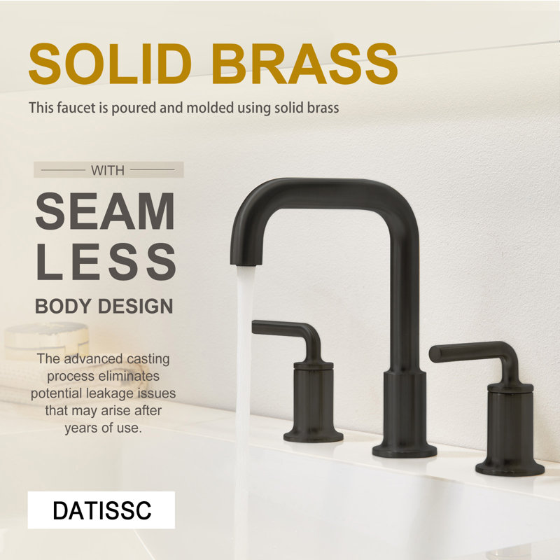Widespread 2-handle Bathroom Faucet with Drain Assembly, Matte Black