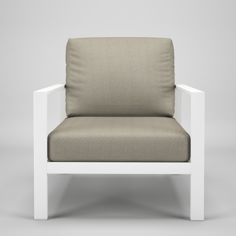 Townsend Metal Outdoor Lounge Club Chair With Sunbrella Cushion, Spectrum Dove