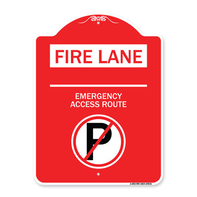 Signmission Designer Series Sign - Fire Lane - Emergency Access Route (With No Parking Symbol)/24016