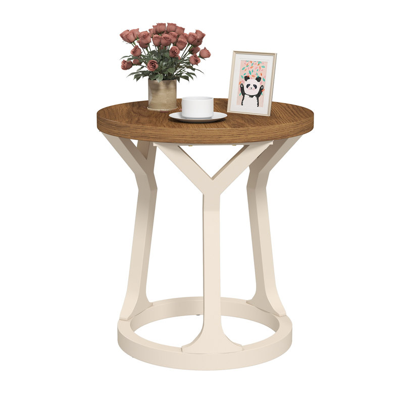 Table de bout ronde d'appoint Farment, Blanc