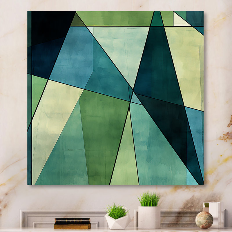 Blue Green Window Tides II - Abstract Collages Wall Art, 36" H x 36" W x 1.5" D, Wrapped Canvas