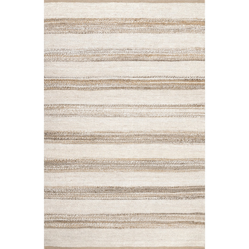 Tapis rayé en jute naturel Ren, Rectangle de 5 pi x 8 pi
