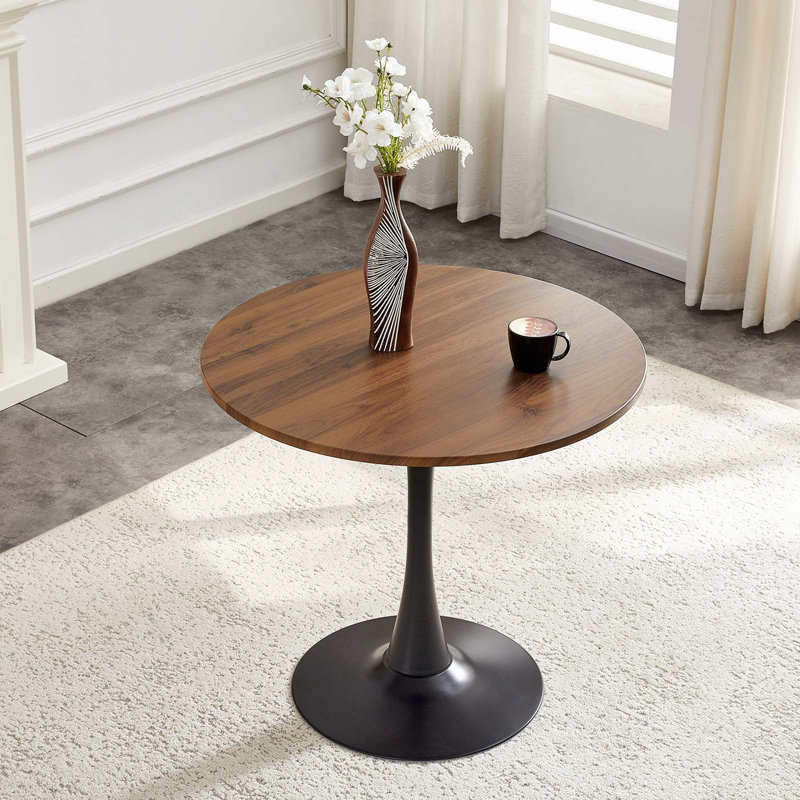 Table ronde ronde, table tulipe ronde de 31,5 po avec plateau de table épaissi et piédestal en métal, table de bistro moderne Mid-Century