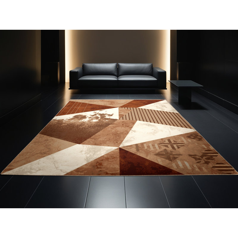 Tapis géométrique moderne lavable à la machine Paizlea, Carré 5 pi
