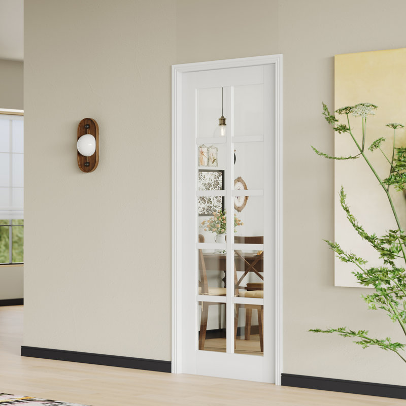 Dalle de porte intérieure avec cadre assorti - porte intérieure en panneau de fibres à densité moyenne blanc transparent pré-monté 10 pièces pour garde-manger