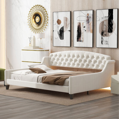 Modern Luxury Tufted Button Daybed, Full, Beige