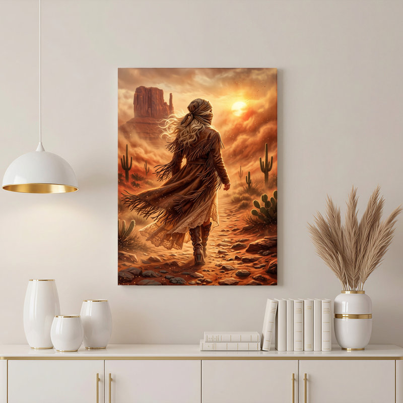 «Gallery Wrap», art mural sur toile pour le salon, la chambre à coucher, le bureau ou le vestibule - décoration murale décorative avec désert Wanderer