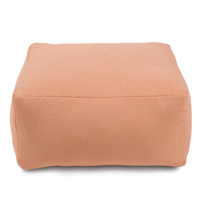 Harris Upholstered Pouf, Grapefruit Cotton Blend