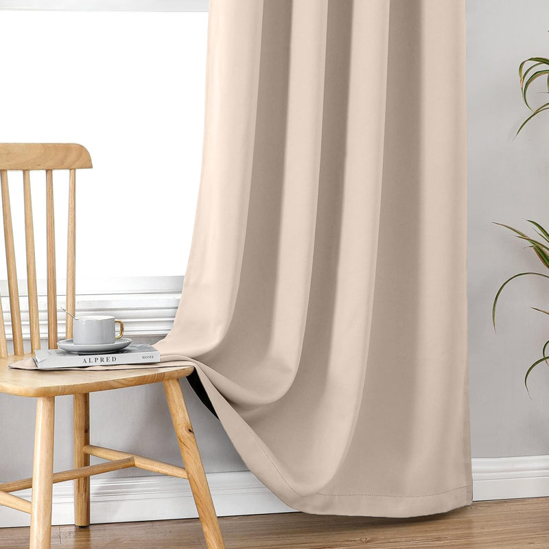 Luxury 230 GSM 100% Blackout Eyelet Room Darkening Curtain Pair, 228 W x 228 D cm, Cream