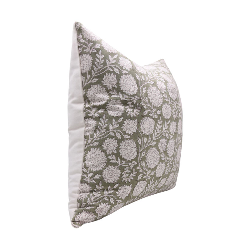 Housse de coussin intérieure / extérieure en coton floral Rajat, H 22 po x l 22 po