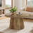31.5" Round Coffee Table, Fluted Center Table with Drum Base, Farmhouse Accent Tea Table for Living Room, Apartment-459007153