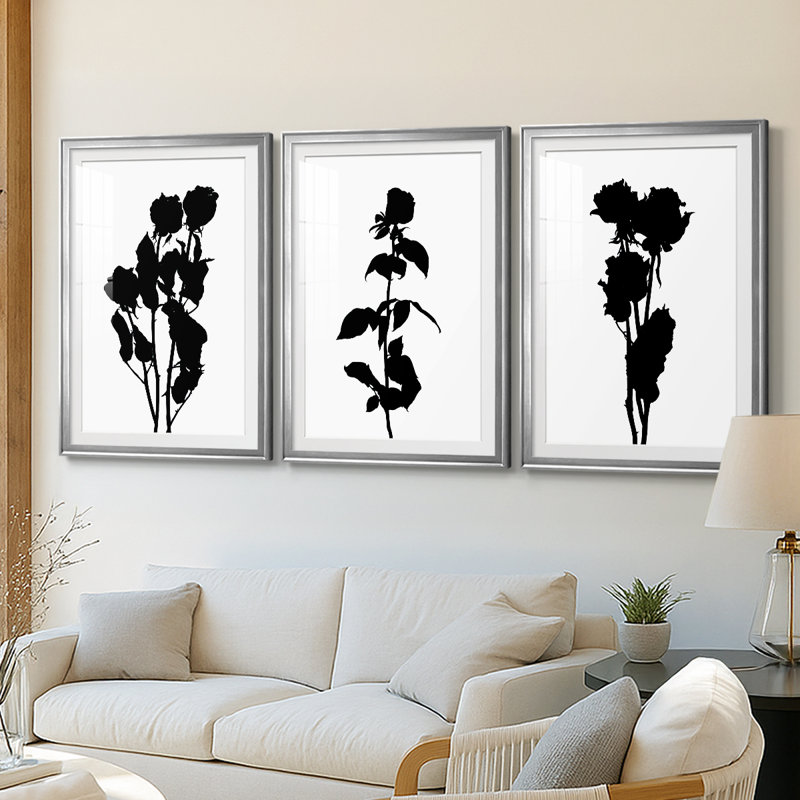 Pressed Memory I  -Custom Framed  Premium Print W Matt - 3 Pieces, 19" H x 27" W, Silver