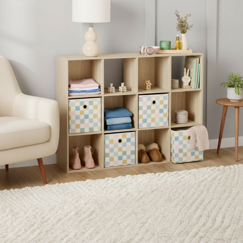Étagère de rangement grande capacité 12 compartiments vert pin frais, Brun, (3 Shelves) 47.6" H x 35.6" W x 11.7" D