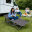 Lit de camp pliant gris pour patio avec matelas-115949777