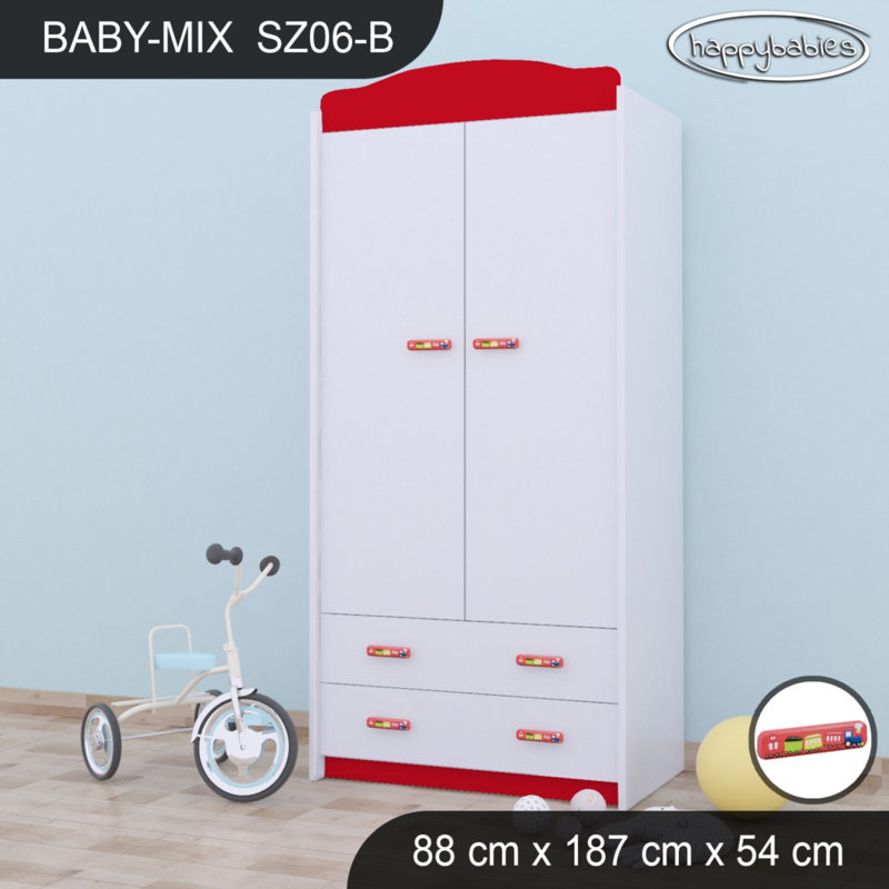 2 Door Wardrobe, Red