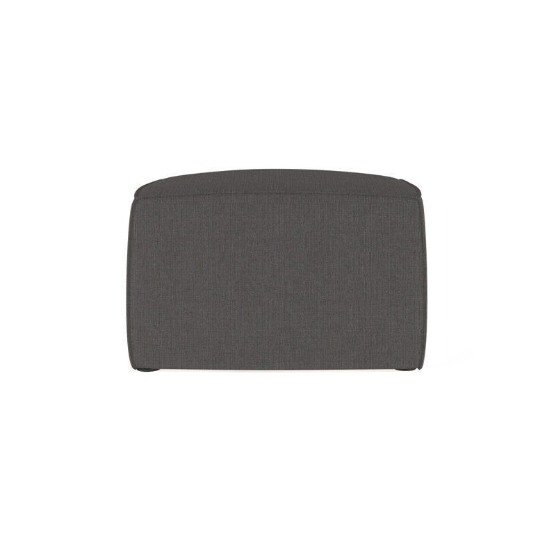 Varick Cube Ottoman, Box Weave Linen Graphite, Ebony