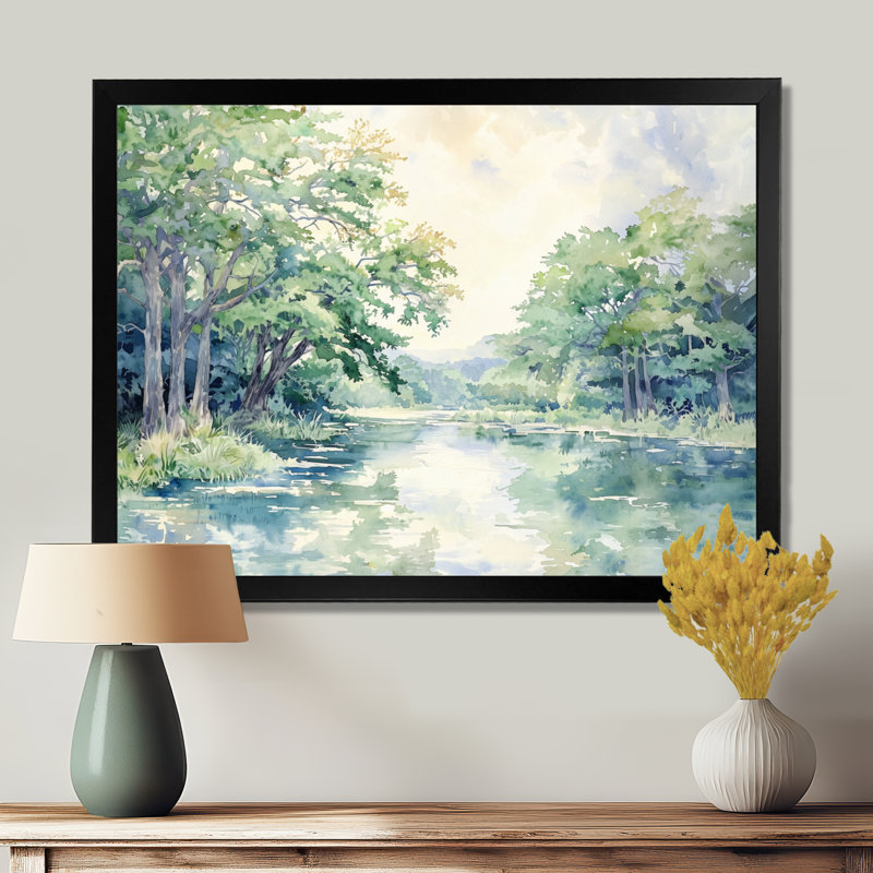 «Guadalupe River In Texas I», reproduction d'art au Texas, H 12 po x l 20 po, Noir
