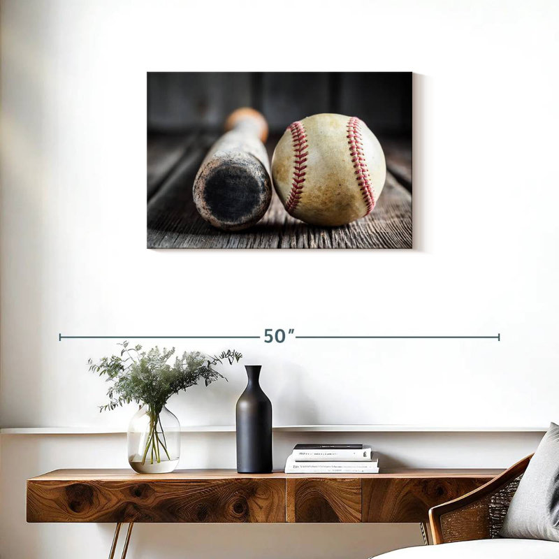 Sireci Bat And Baseball, 20" H x 30" W