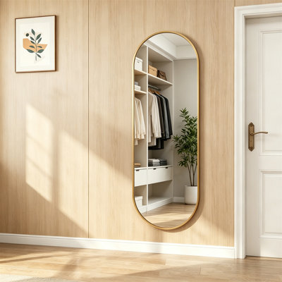 Elliptical Full-Length Mirror – Wall-Mounted Mirror With Metal Frame, Ultra-Clear & Explosion-Proof Vanity Mirror, Simple & Classic Decorative Style – Ideal For Cloakroom, Bedroom, Or Living Room