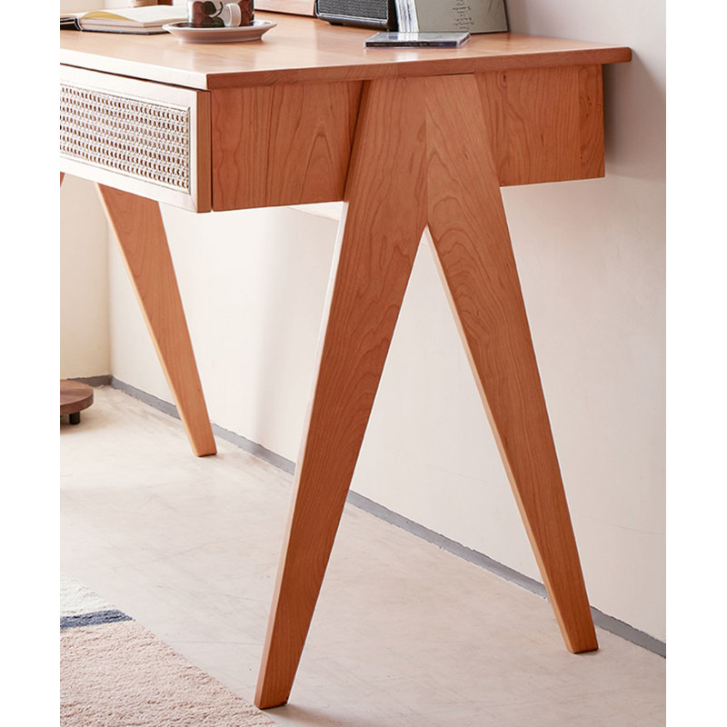 Bureau d'écriture rectangulaire à 2 tiroirs couleur cerisier, H 29,92 po x l 47,24 po x P 23,62 po