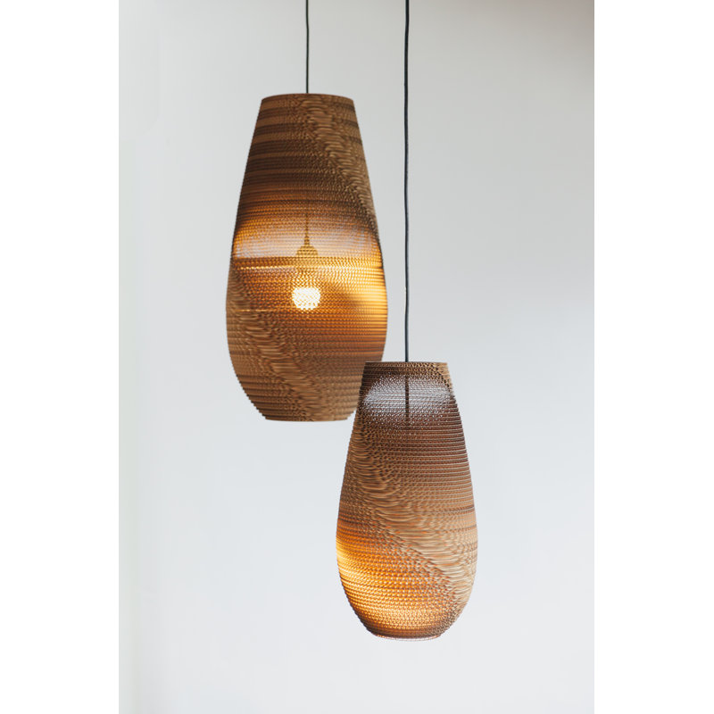 Scraplights Recycled Cardboard Pendant Light - Drop, 18" H x 10" W x 10" D, Natural